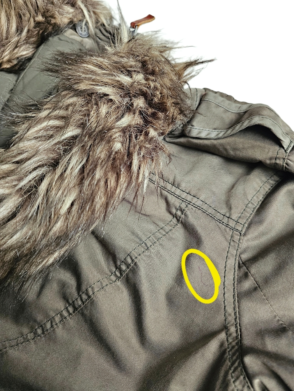 Abercrombie & Fitch Army Green Utility Jacket w/ Faux Fur Hood - Size L - Picture 14 of 14